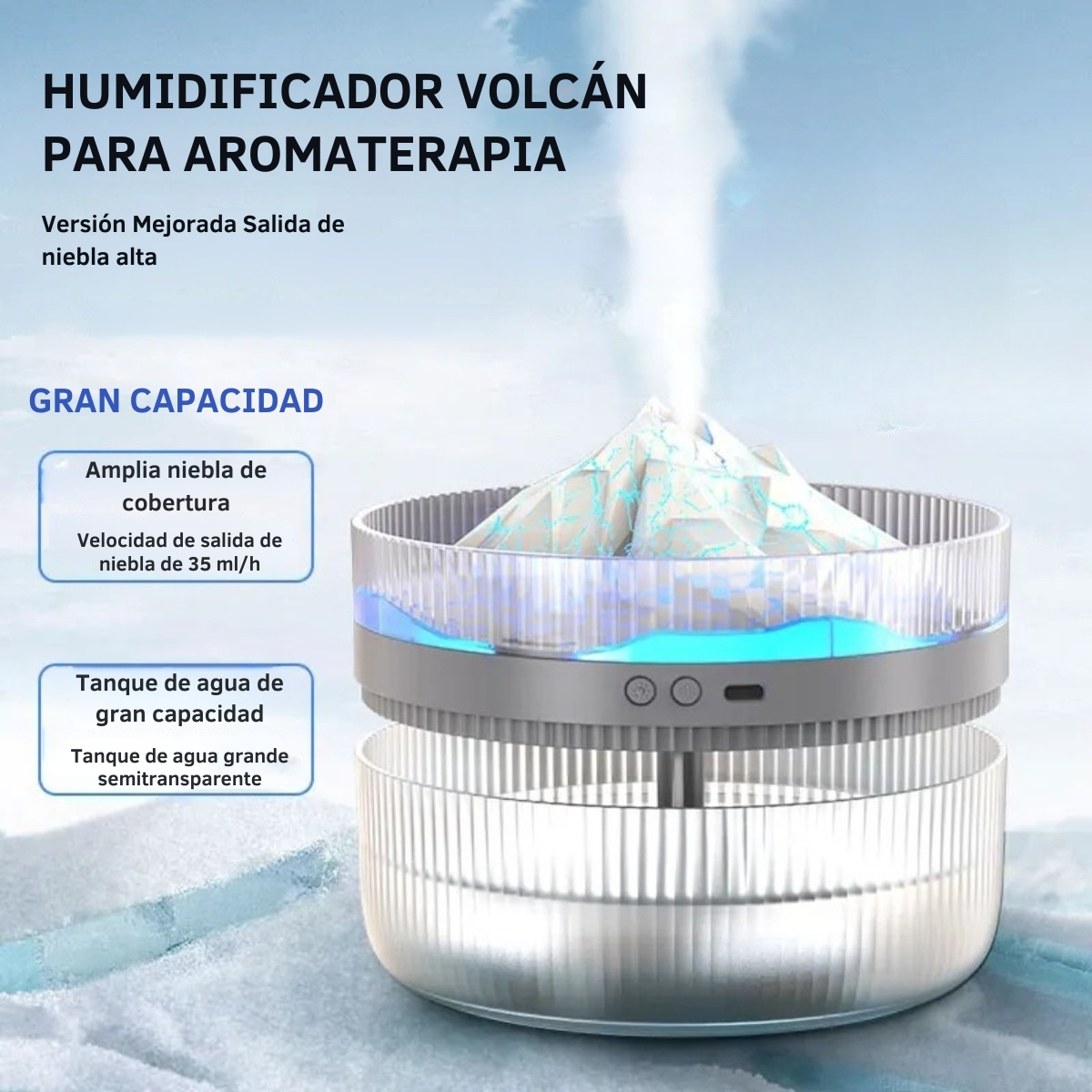 HUMIDIFICADOR DE AIRE MODELO VOLCÁN NEVADO MODELO K3 BLANCO - 4