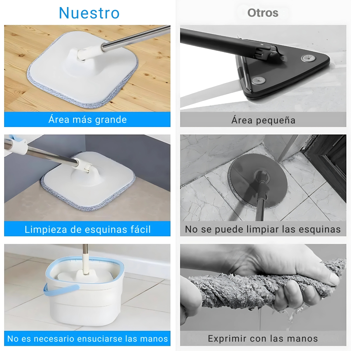 TRAPEADOR CON BALDE CUADRADO Y ESCURRIDOR FÁCIL SMART - 6
