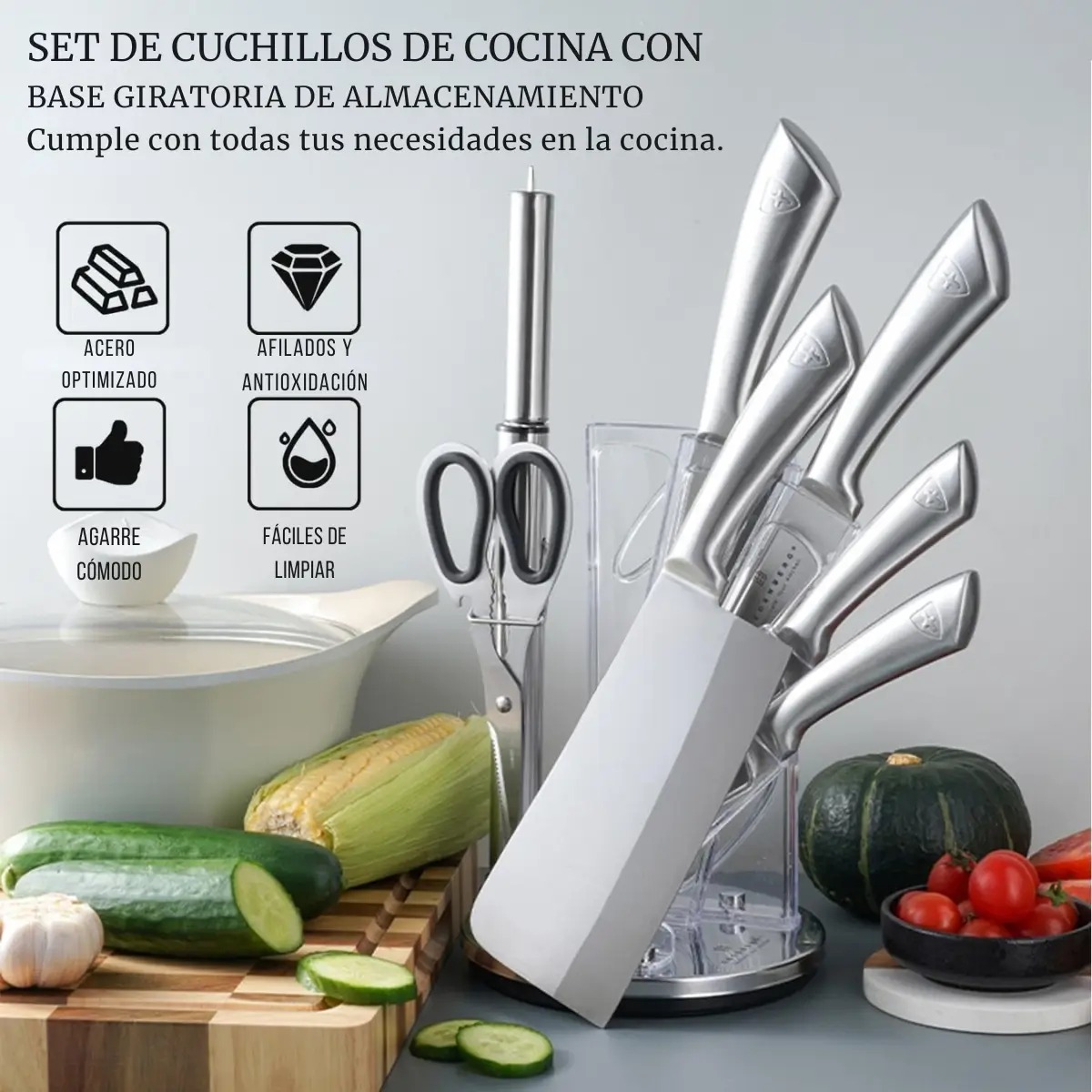 SET DE CUCHILLOS CON BASE GIRATORIA DE 8 PIEZAS BASS - 6