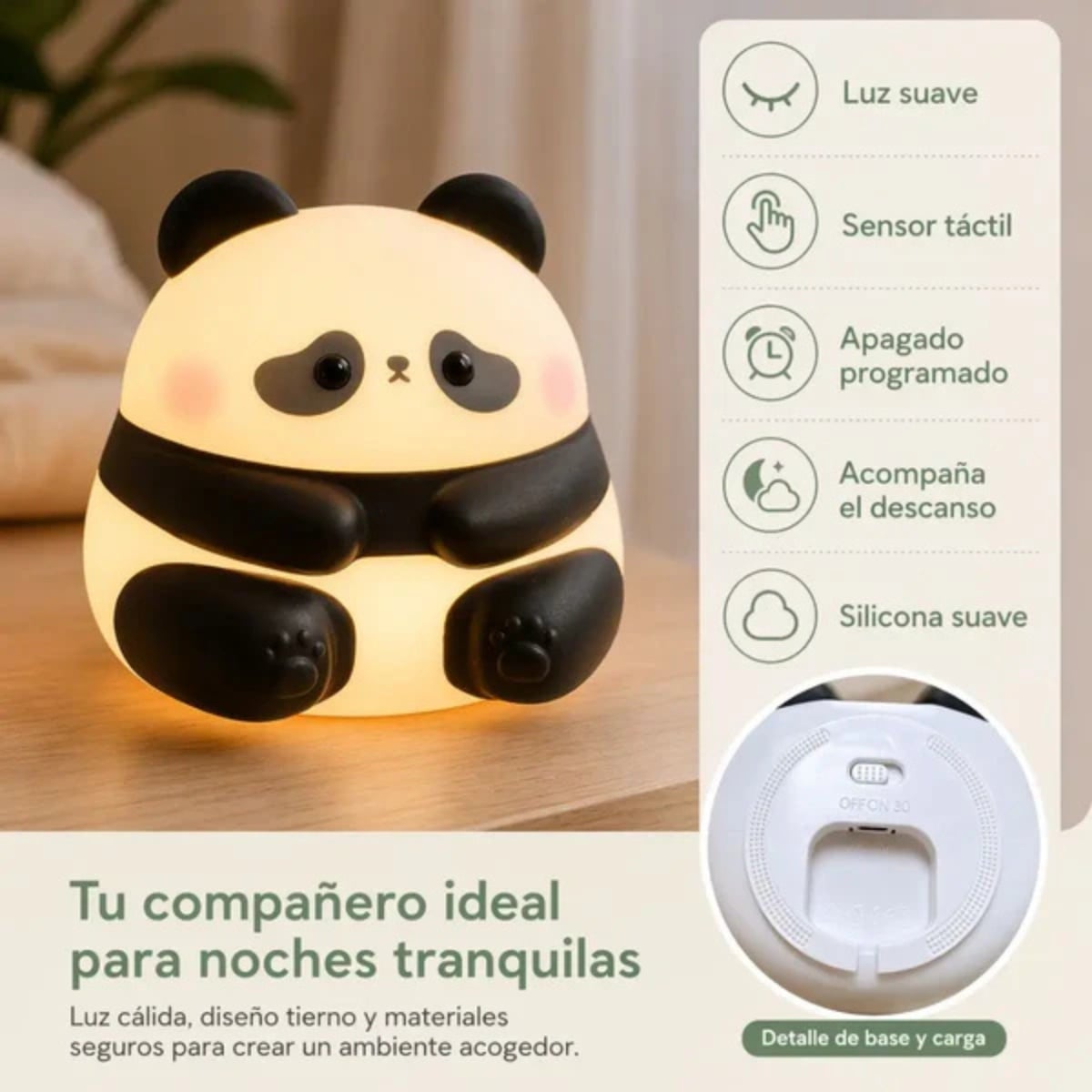 LÁMPARA DE SILICONA PANDA RECARGABLE YH312 - 5
