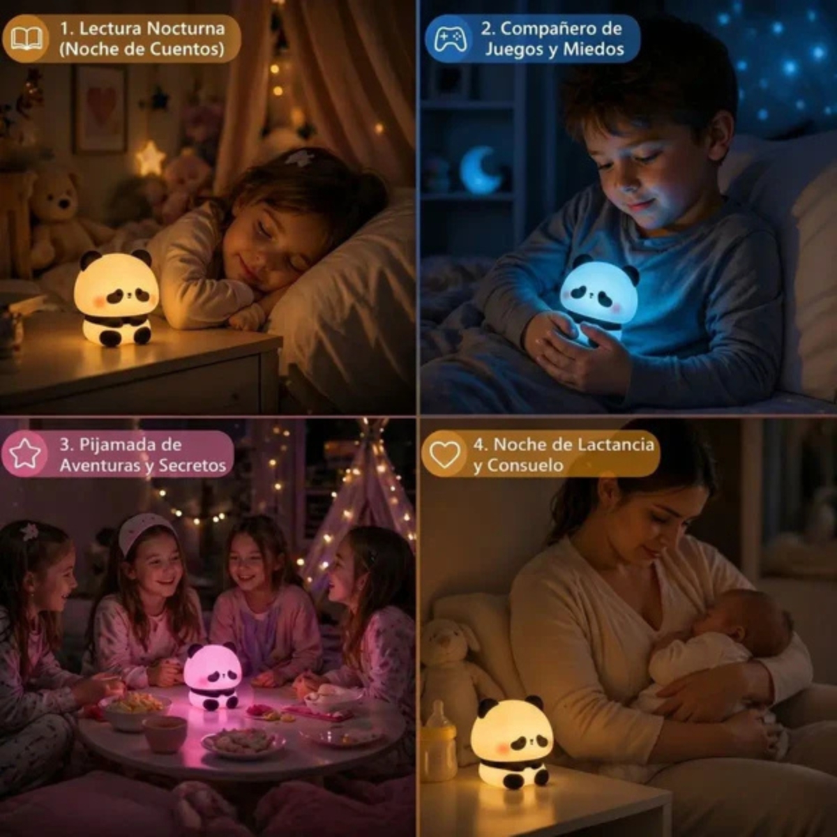 LÁMPARA DE SILICONA PANDA RECARGABLE YH307 - 6