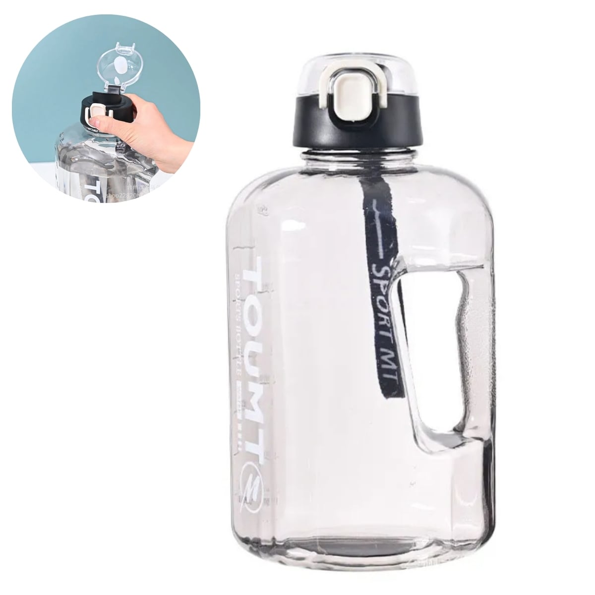 TOMATODO DEPORTIVO 2200 ML MODELO TOUMT NEGRO - 1