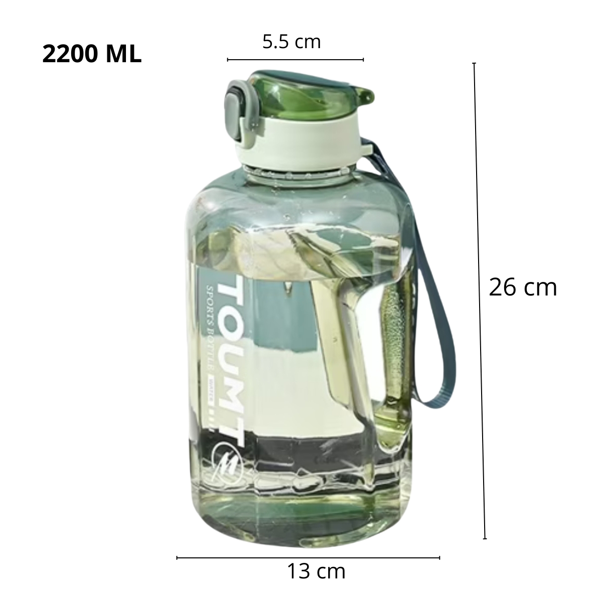 TOMATODO DEPORTIVO 2200 ML MODELO TOUMT VERDE - 9