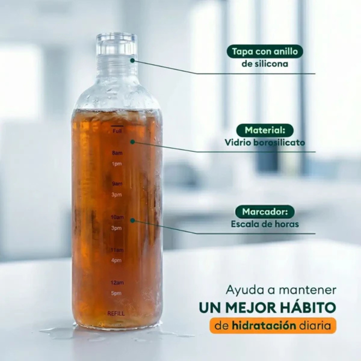 TOMATODO BOTELLA DE VIDRIO DE 900 ML MODELO PRISMA - 3