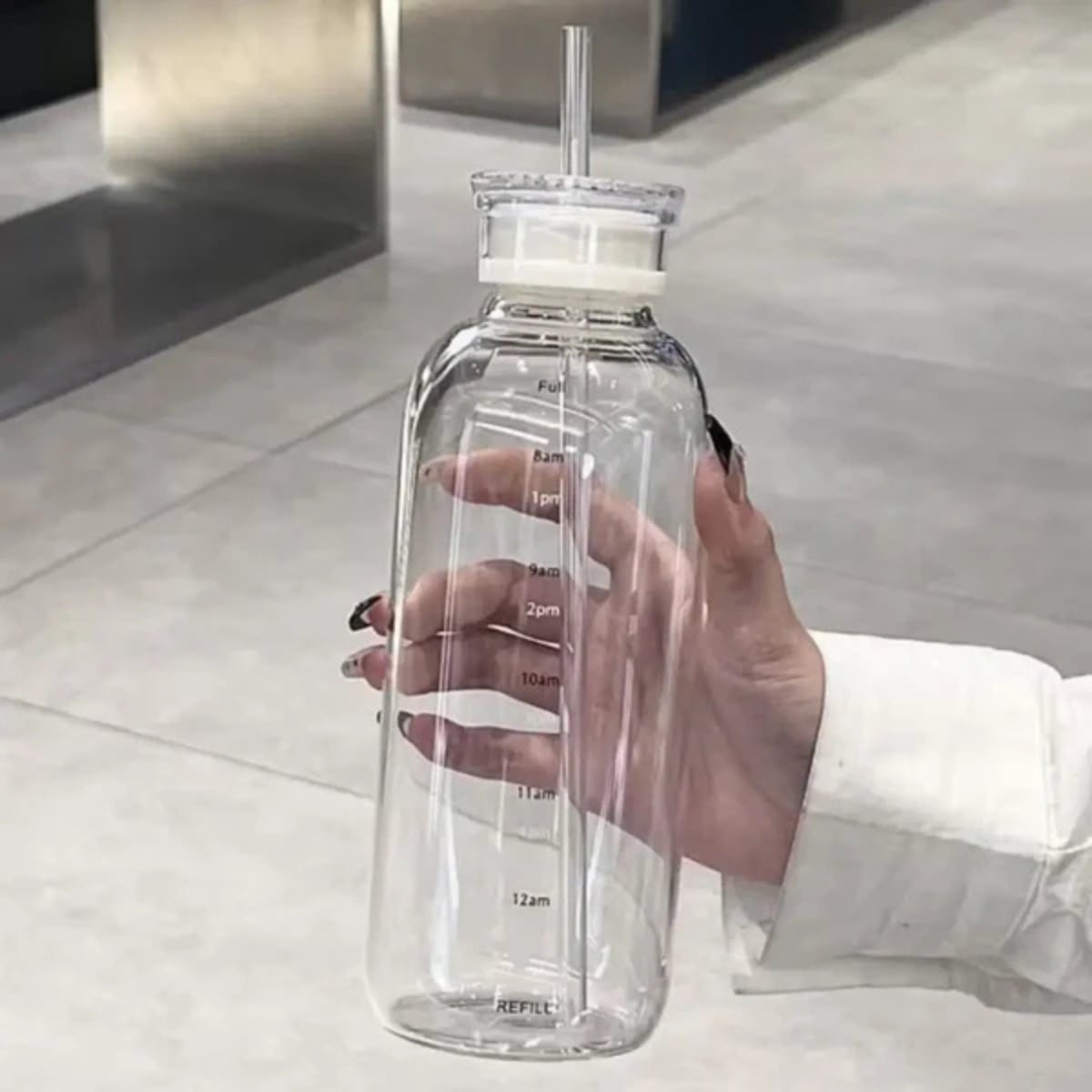 BOTELLA DE VIDRIO 800 ML CON SORBETE Y TAPAS INTERCAMBIABLES - 5