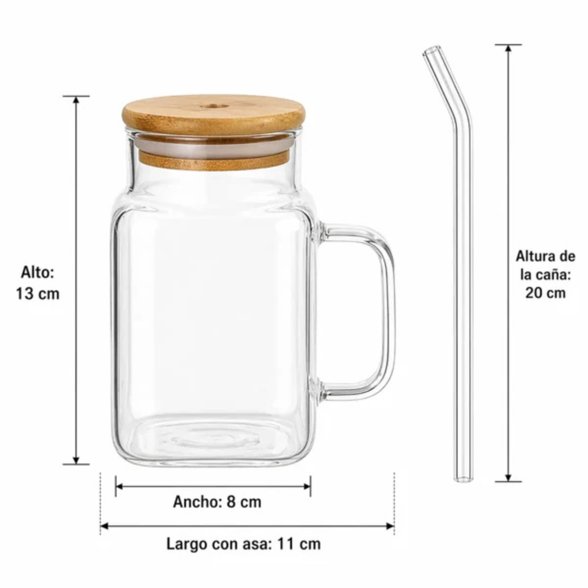 TAZA CUADRADA DE BOROSILICATO CON TAPA DE BAMBÚ - 6