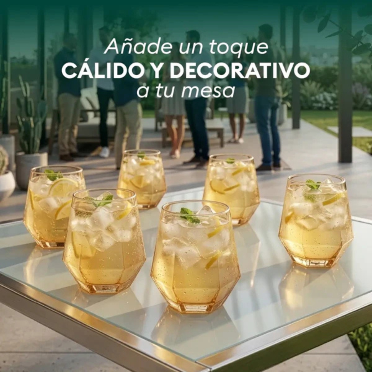 SET DE 6 VASOS DIAMOND DE VIDRIO 330 ML ÁMBAR - 2