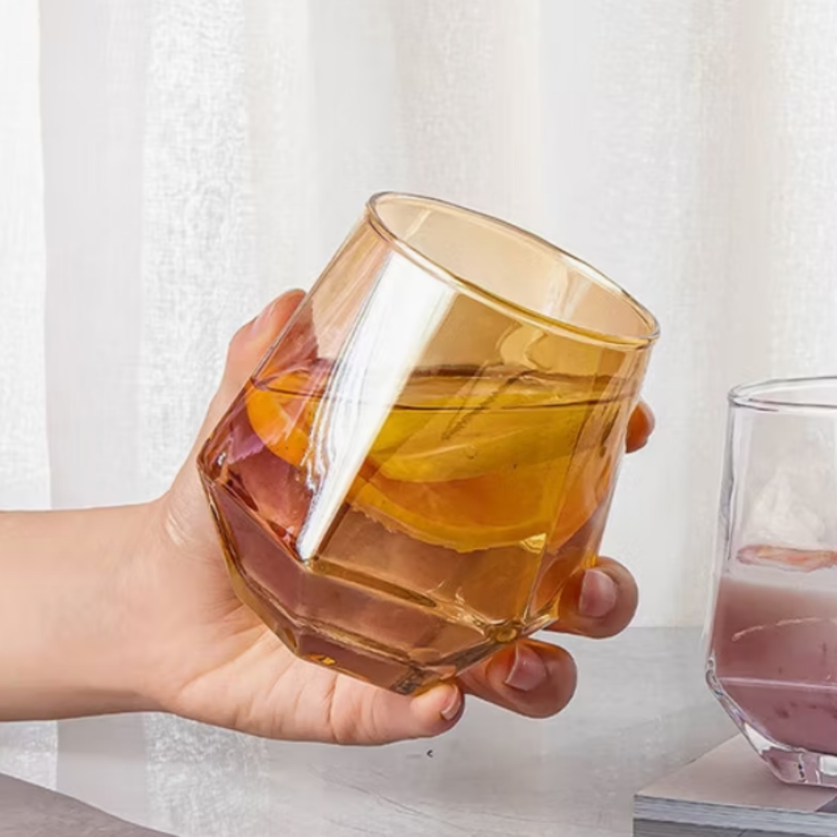 SET DE 6 VASOS DIAMOND DE VIDRIO 330 ML ÁMBAR - 3