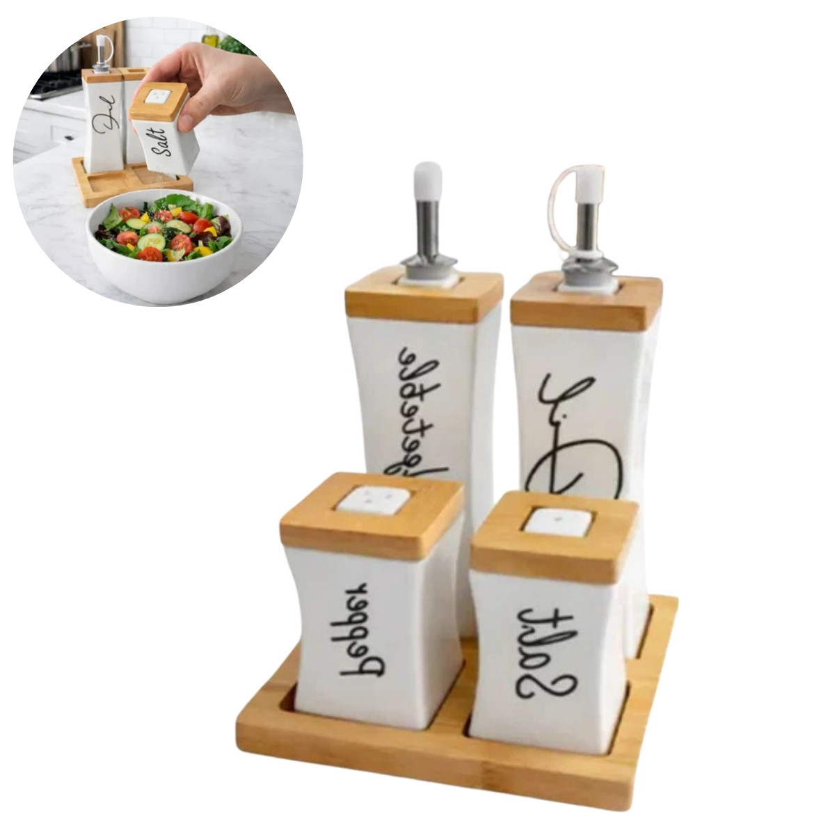 SET DE CONDIMENTEROS Y DISPENSADORES DE 4 PIEZAS - 1