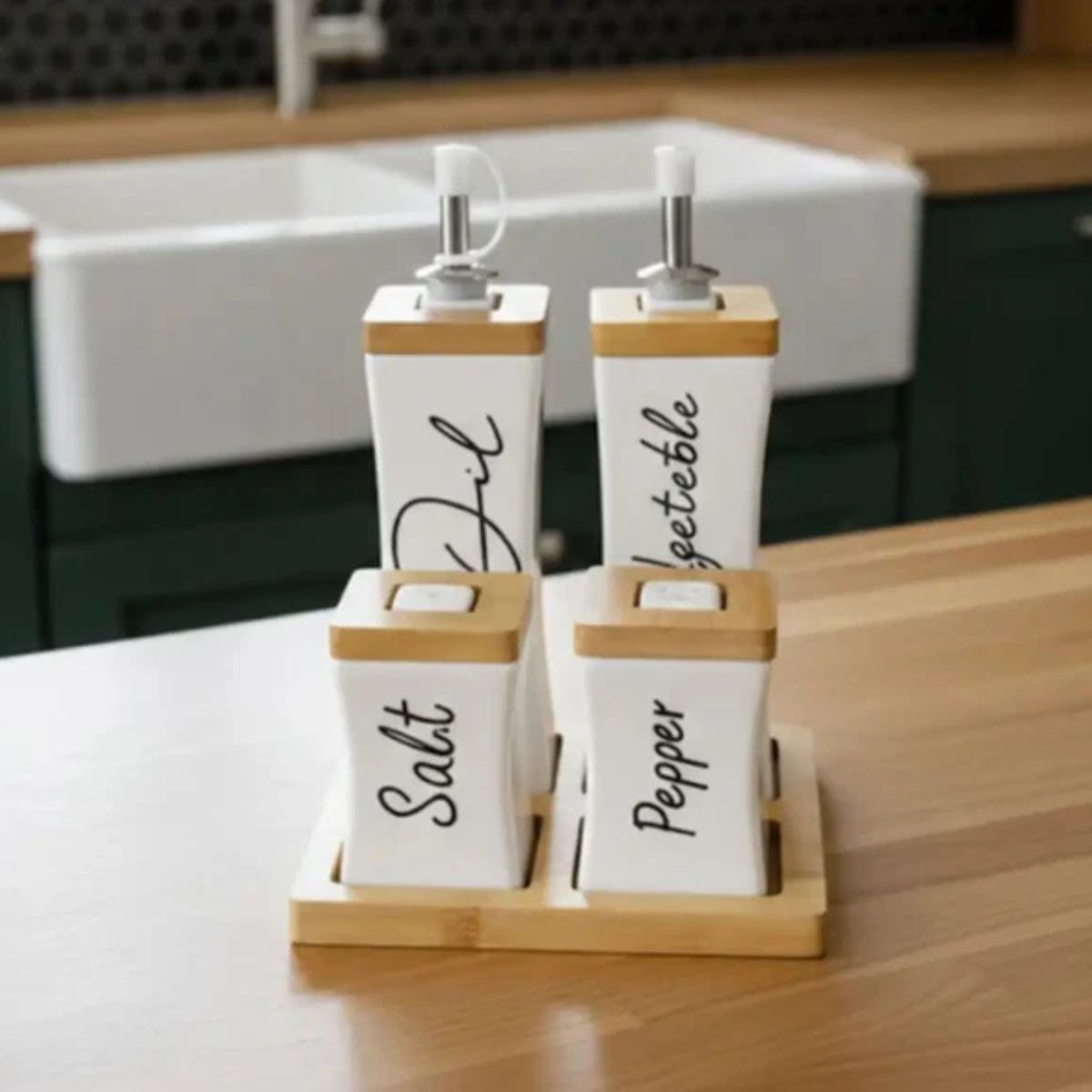 SET DE CONDIMENTEROS Y DISPENSADORES DE 4 PIEZAS - 4