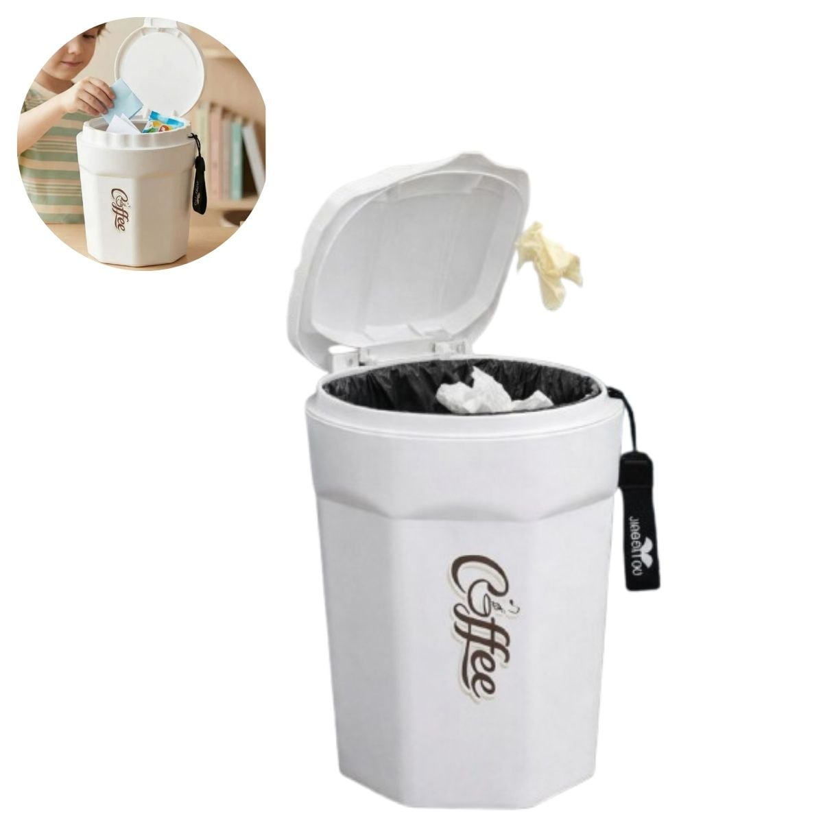 TACHO DE BASURA CON TAPA A PRESIÓN 10L COFFE - 1