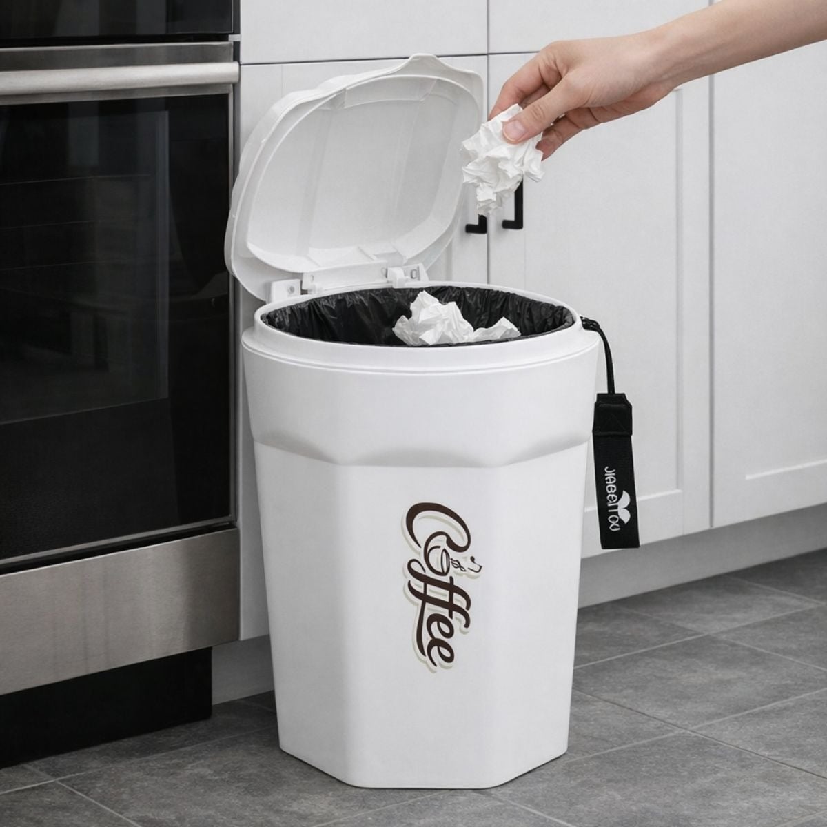 TACHO DE BASURA CON TAPA A PRESIÓN 10L COFFE - 2