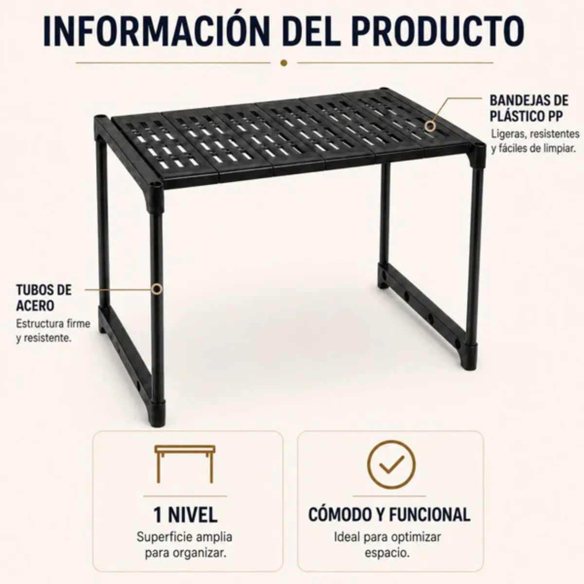 ORGANIZADOR SOBRE MICROONDAS 1 NIVEL NEGRO - 3