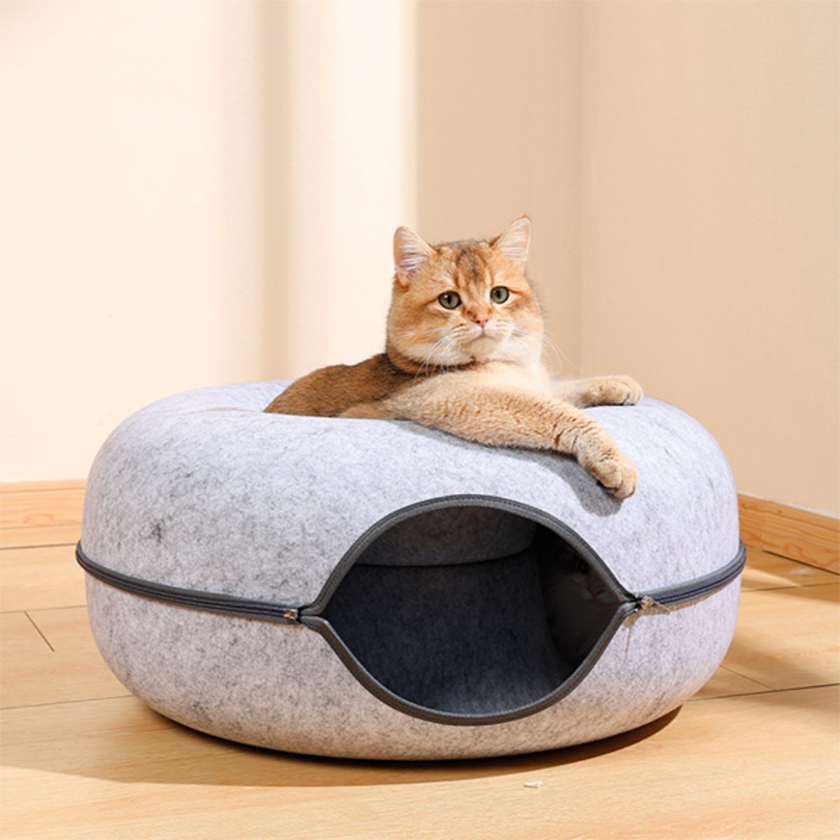CAMA PARA GATO TIPO TÚNEL DESARMABLE GRIS - 5