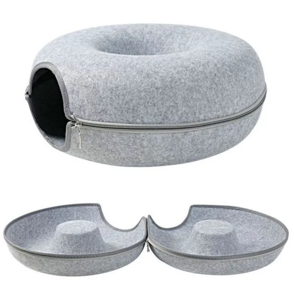 CAMA PARA GATO TIPO TÚNEL DESARMABLE GRIS - 7