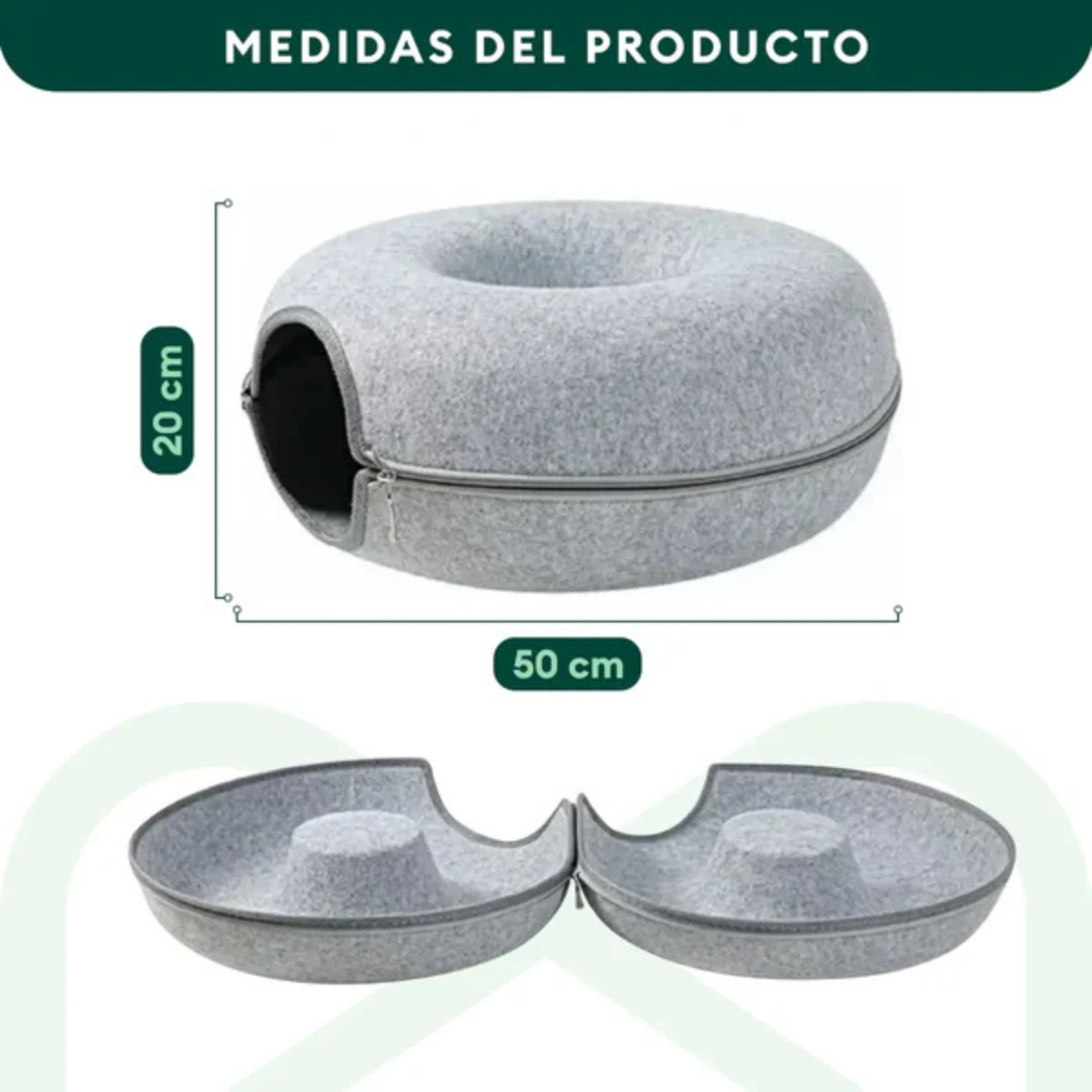 CAMA PARA GATO TIPO TÚNEL DESARMABLE GRIS - 8