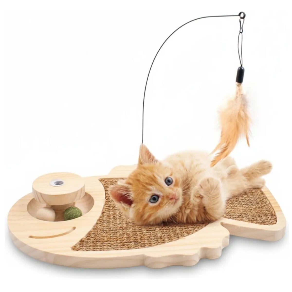 RASCADOR PARA GATO CON JUGUETE COLGANTE - 1