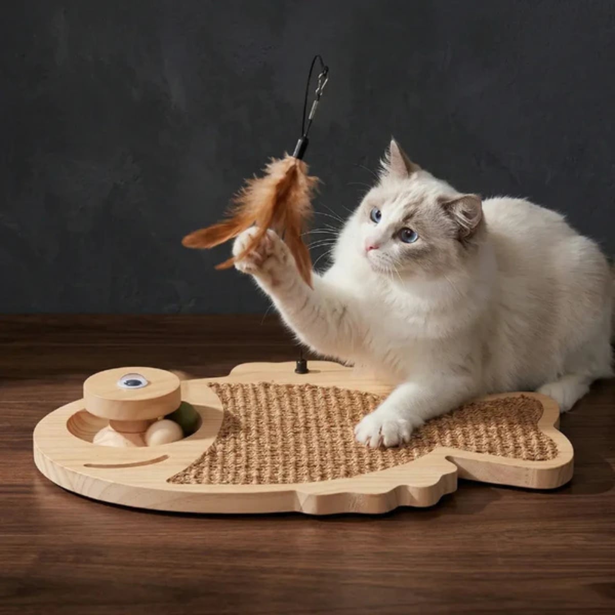 RASCADOR PARA GATO CON JUGUETE COLGANTE - 2