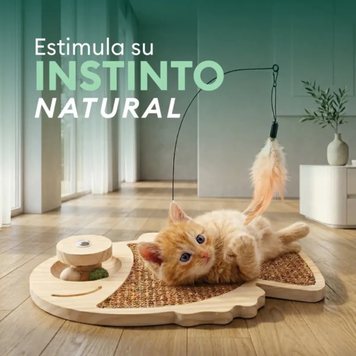 RASCADOR PARA GATO CON JUGUETE COLGANTE - 3