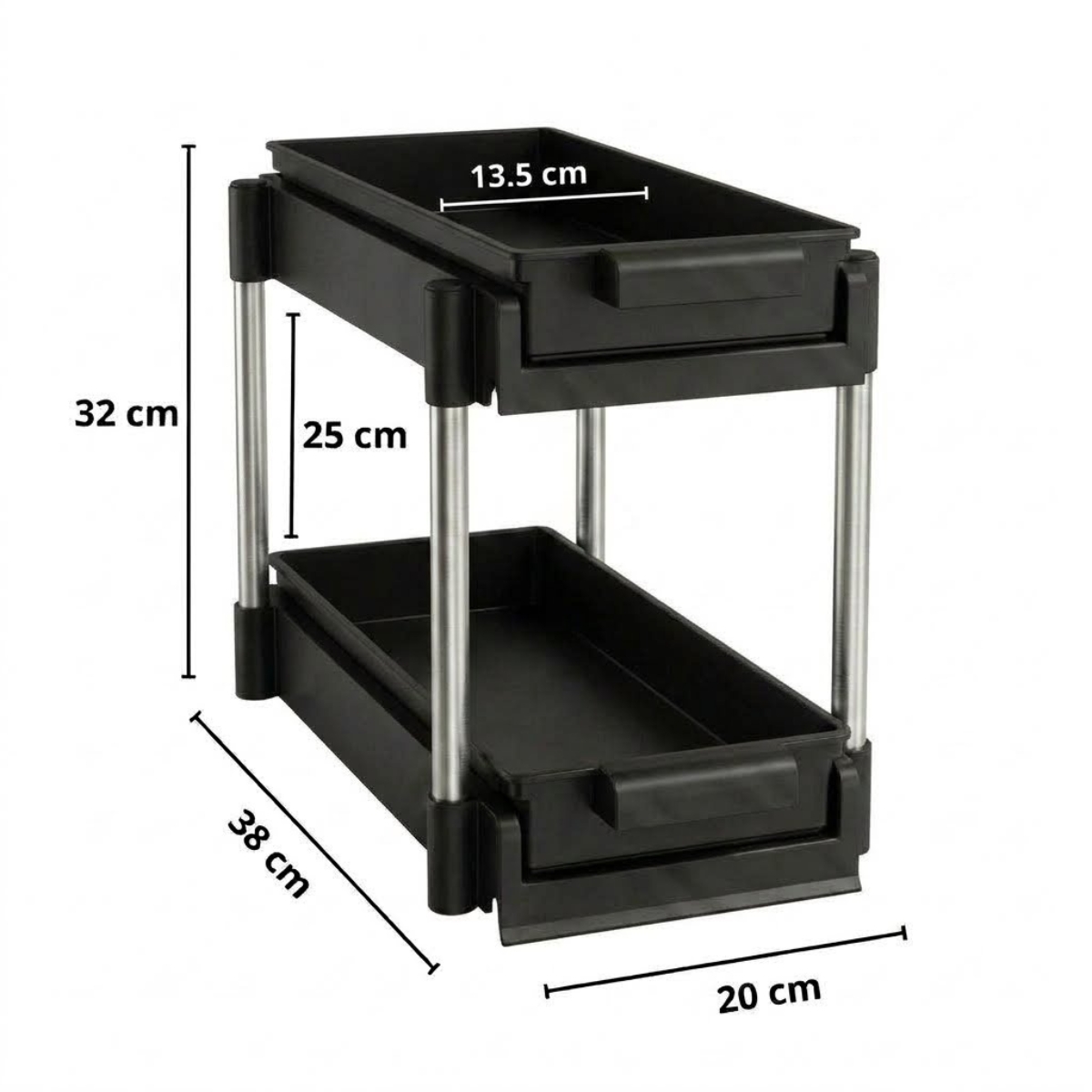 ORGANIZADOR MULTIUSO DE 2 NIVELES CORREDIZO NEGRO - 6