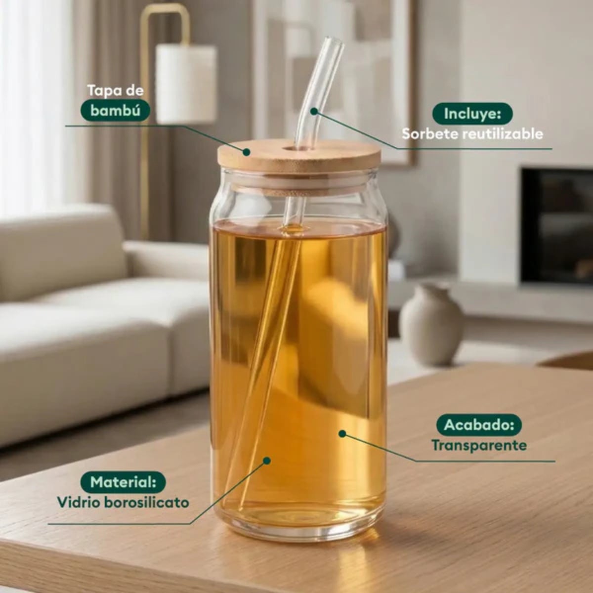 VASO NÓRDICO TRANSPARENTE CON TAPA Y SORBETE - 4