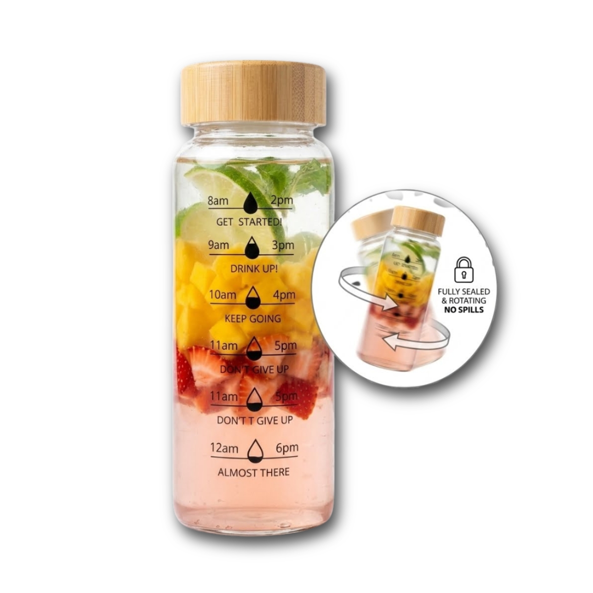 TOMATODO DE VIDRIO CON TAPA DE BAMBÚ DE 750ML ROUTINE - 1