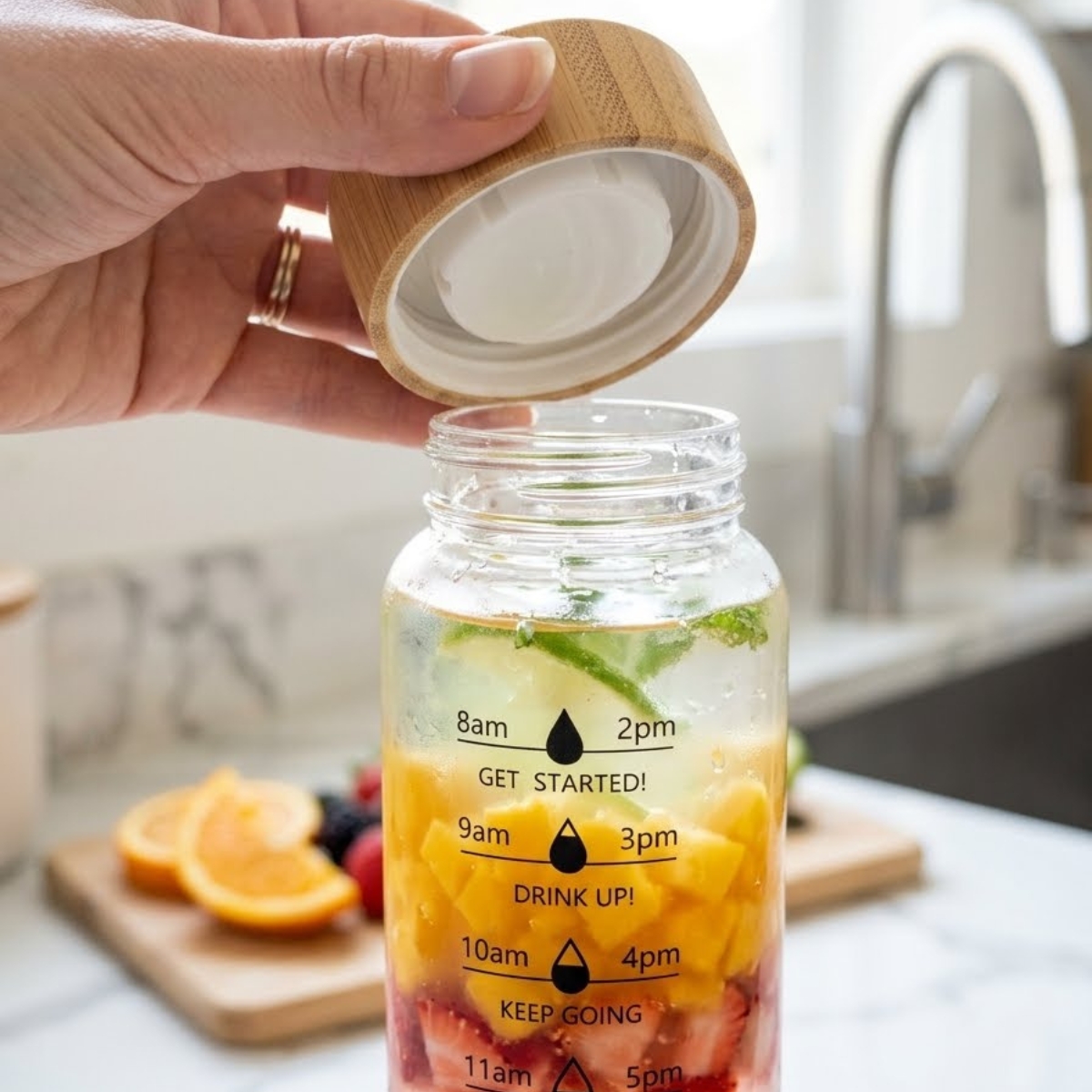 TOMATODO DE VIDRIO CON TAPA DE BAMBÚ DE 750ML ROUTINE - 3