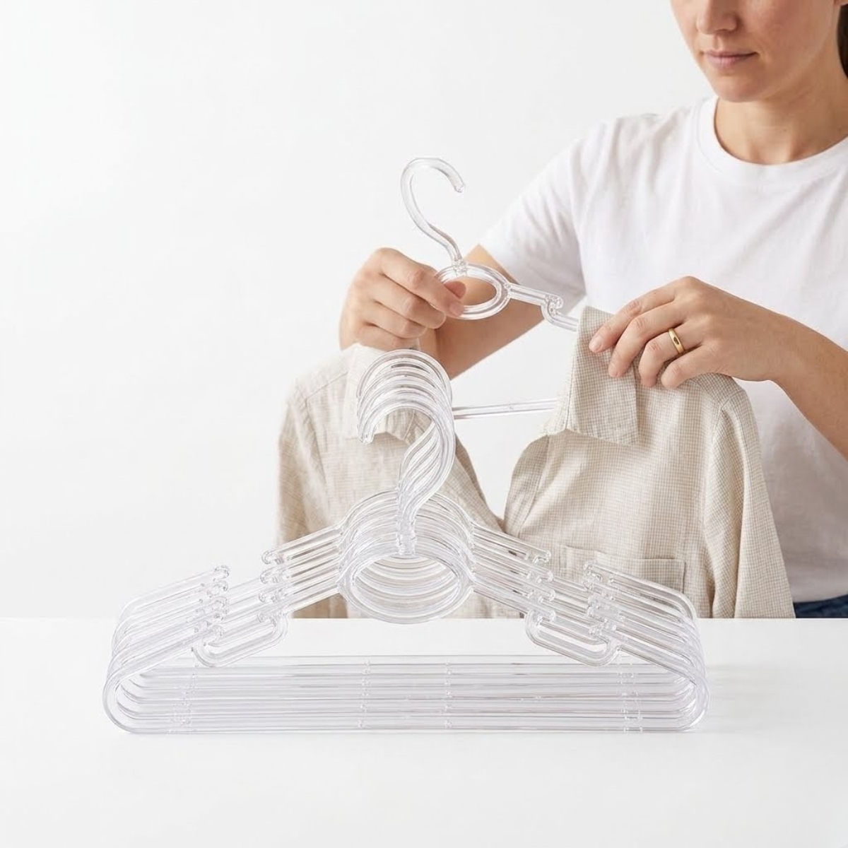 SET DE 5 COLGADORES DE ROPA TRANSPARENTES HANGER - 1