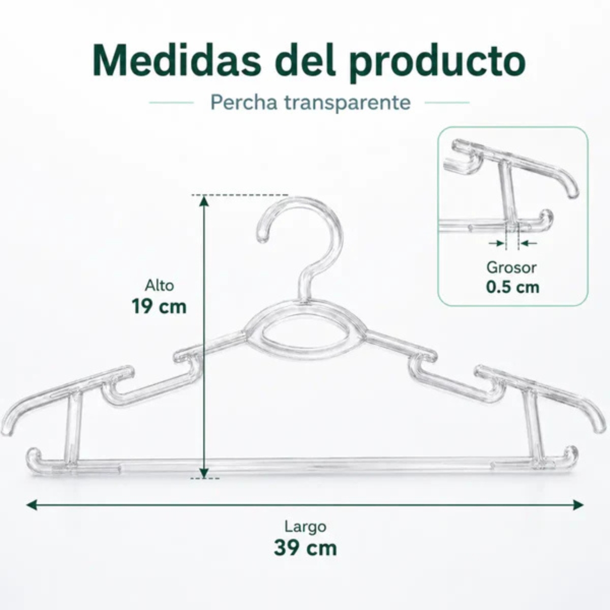 SET DE 5 COLGADORES DE ROPA TRANSPARENTES HANGER - 7