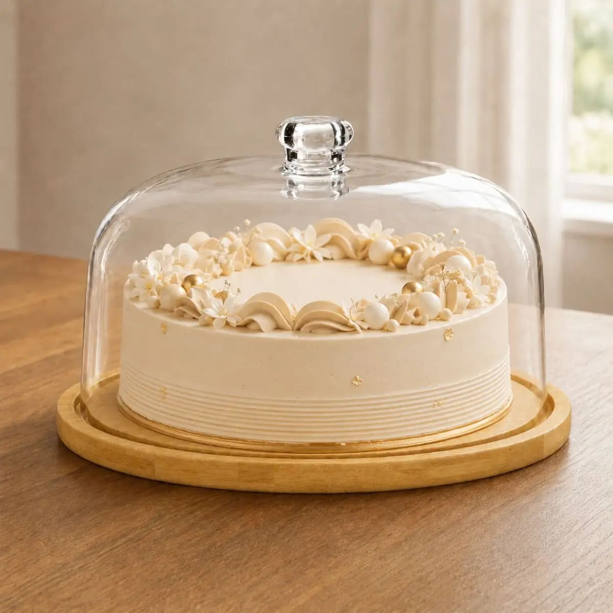 PORTA TORTA CON BASE DE BAMBÚ REDONDO MYAZ - 1