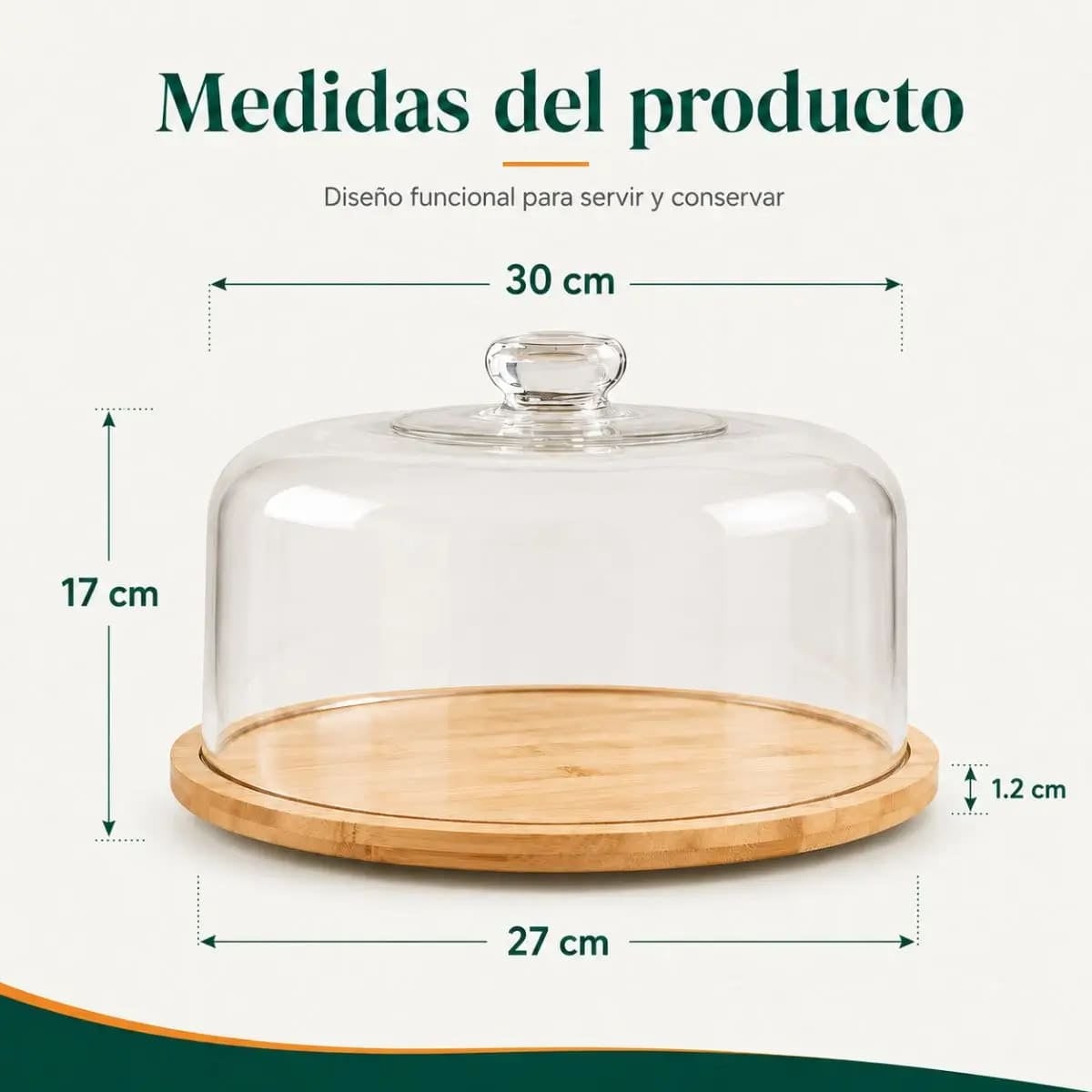 PORTA TORTA CON BASE DE BAMBÚ REDONDO MYAZ - 5