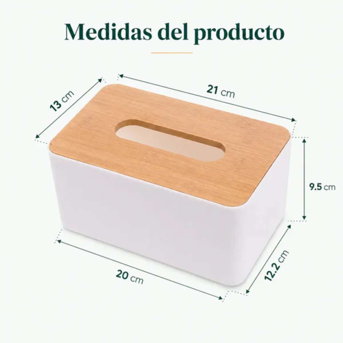 CAJA DISPENSADORA DE PAÑUELOS CON TAPA DISEÑO BAMBÚ - 8