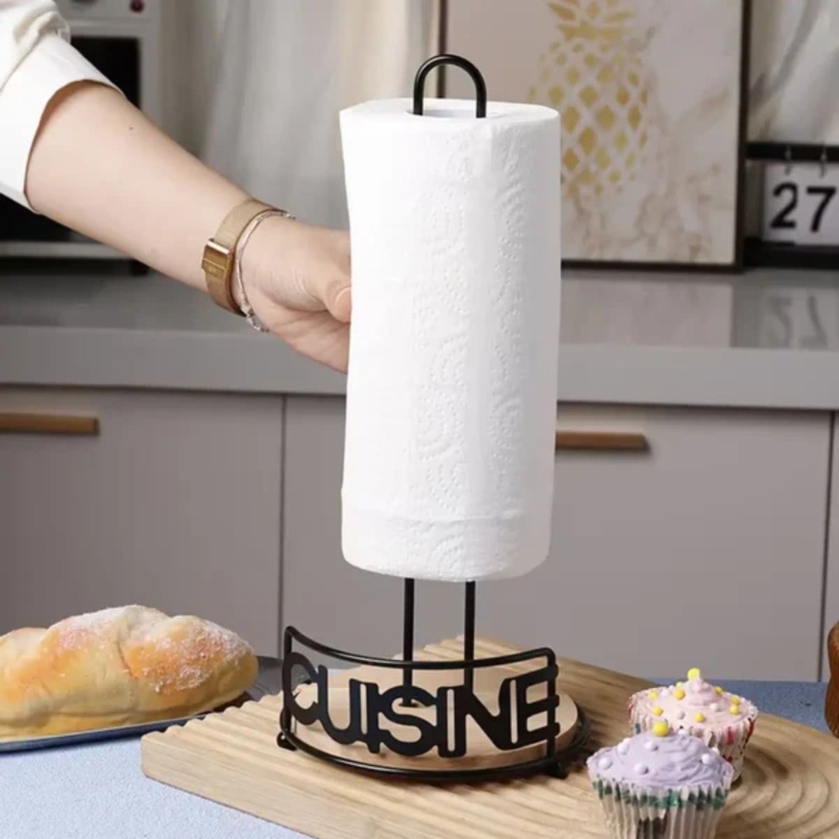 PORTA PAPEL TOALLA CUISINE CON BASE DE BAMBÚ - 3