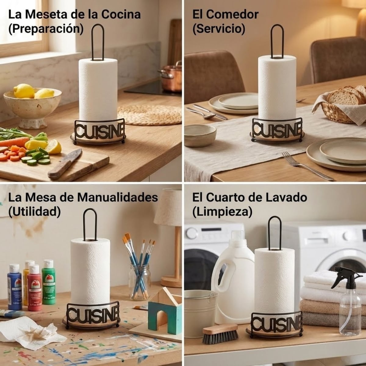 PORTA PAPEL TOALLA CUISINE CON BASE DE BAMBÚ - 7