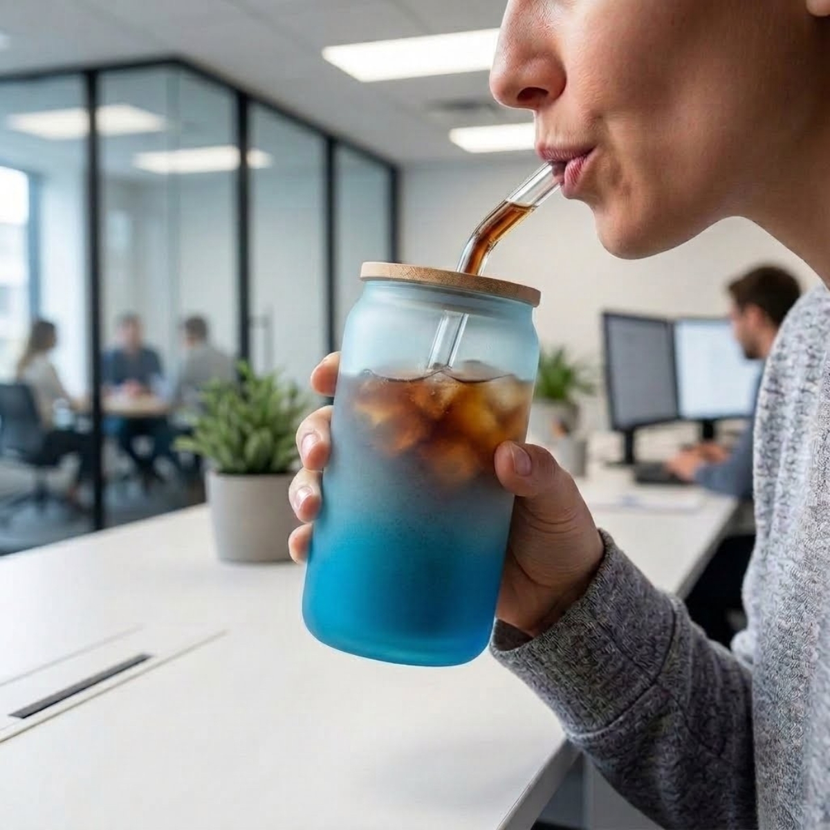 VASO NÓRDICO NEÓN DE VIDRIO 500 ML AZUL - 3