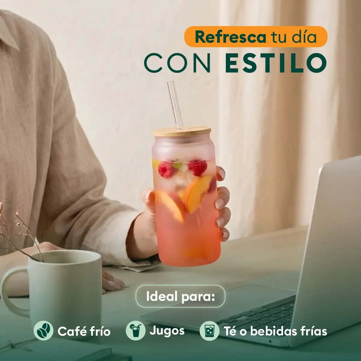 VASO NÓRDICO NEÓN DE VIDRIO 500 ML ROJO - 2