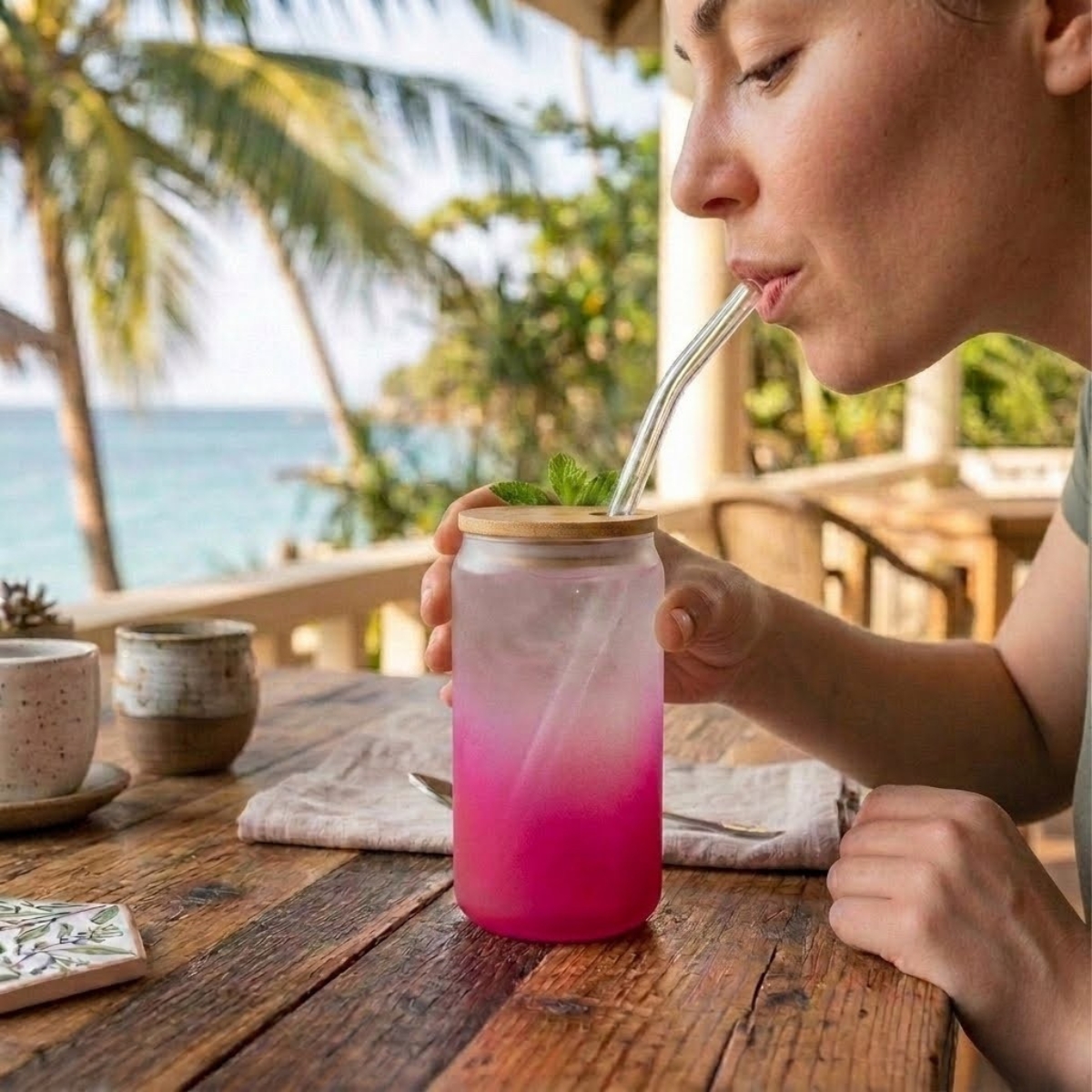 VASO NÓRDICO NEÓN DE VIDRIO 500 ML ROSA - 2