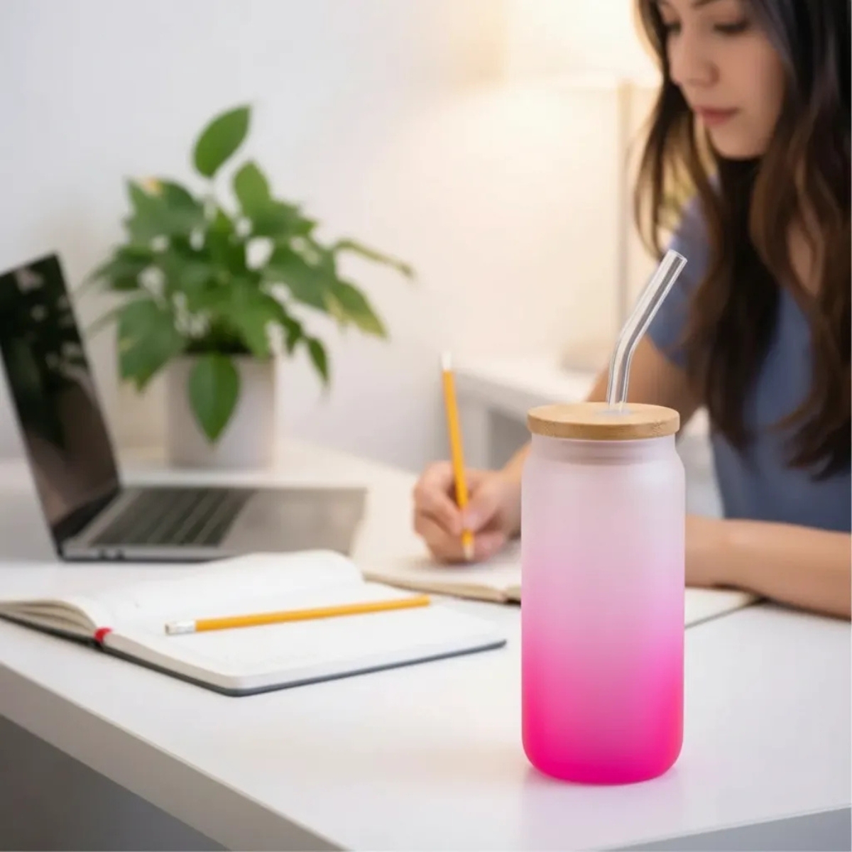 VASO NÓRDICO NEÓN DE VIDRIO 500 ML ROSA - 3