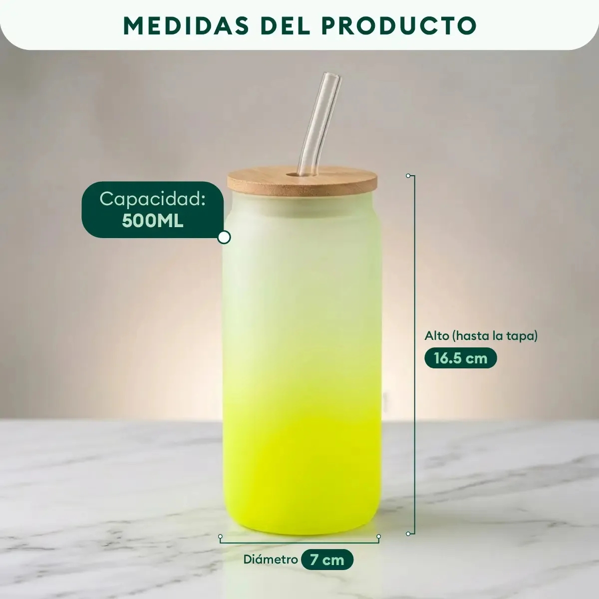 VASO NÓRDICO NEÓN DE VIDRIO 500 ML AMARILLO - 7