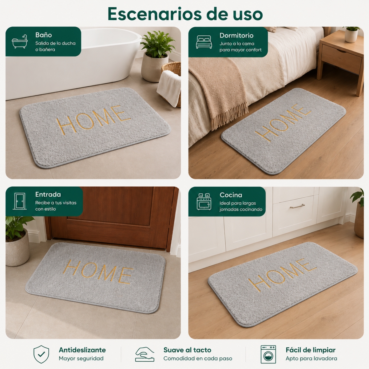 TAPETE ANTIDESLIZANTE HOME GRIS - 5