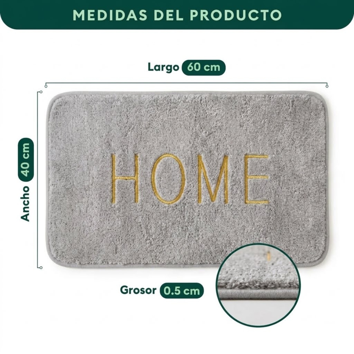TAPETE ANTIDESLIZANTE HOME GRIS - 7