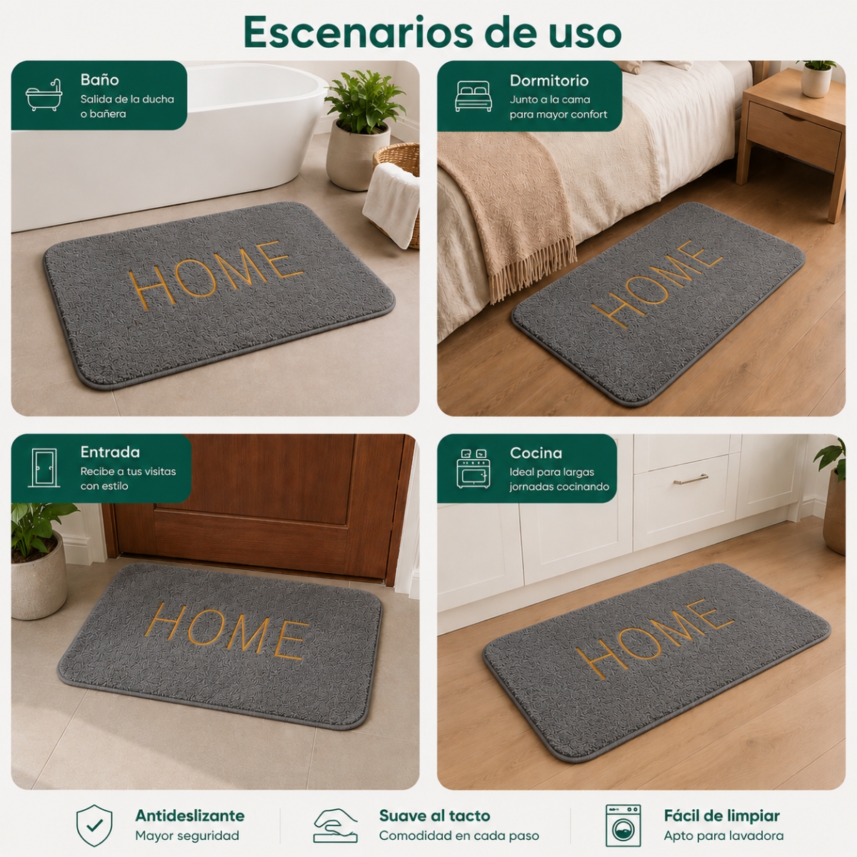 TAPETE ANTIDESLIZANTE HOME PLOMO - 4