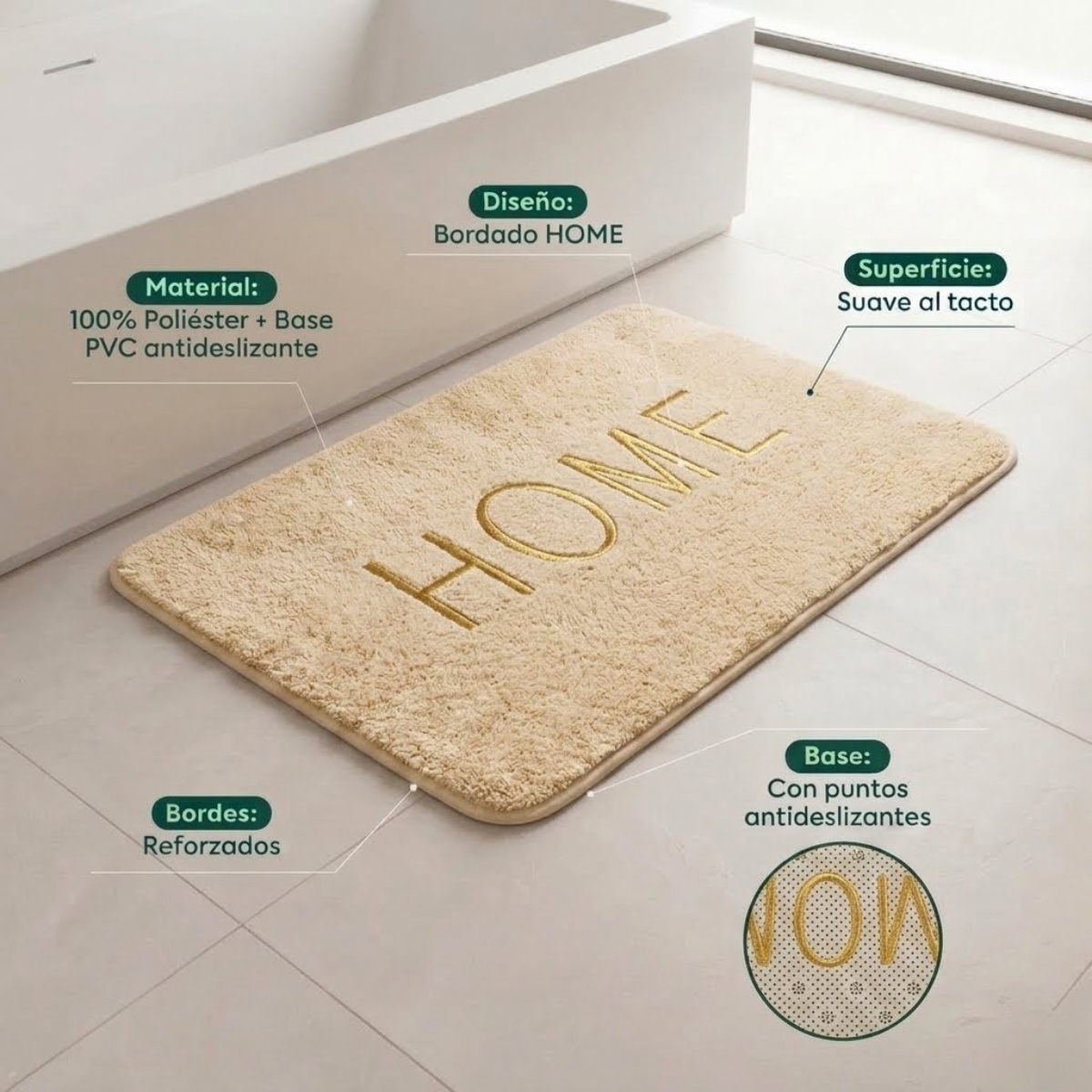 TAPETE ANTIDESLIZANTE HOME BEIGE - 5