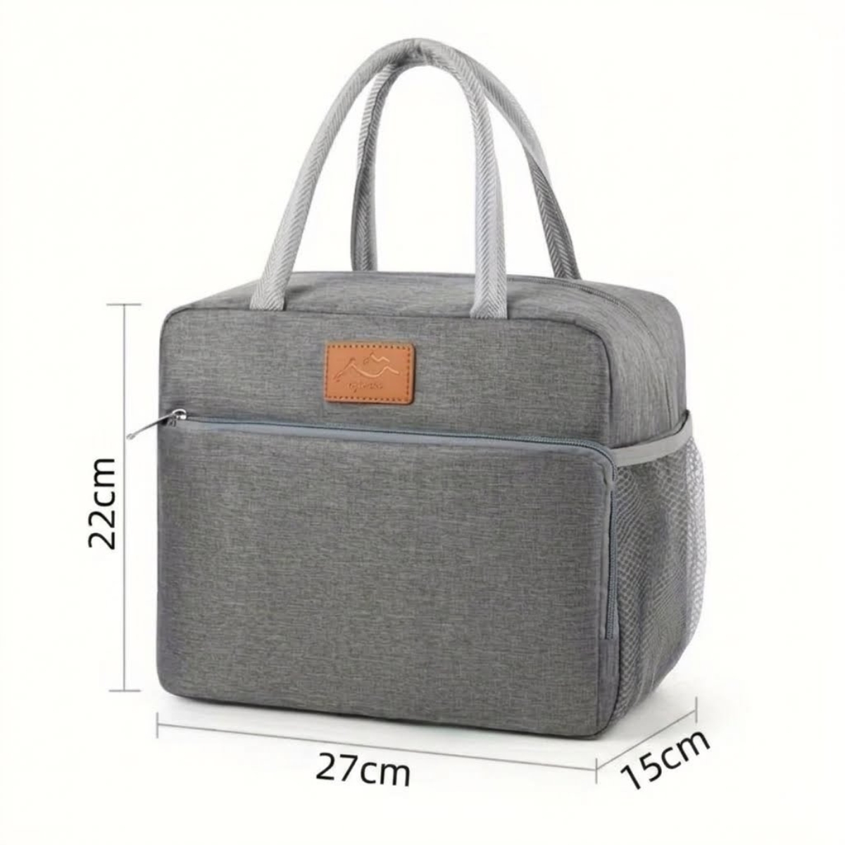 BOLSO LONCHERA TÉRMICA DE TELA OXFORD CON ASAS GRIS - 7
