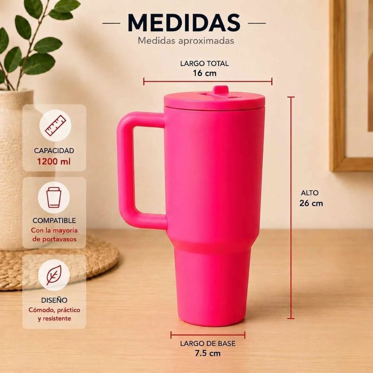 VASO TOMATODO TÉRMICO 1200 ML CON SORBETE PARIS ROSADO - 7