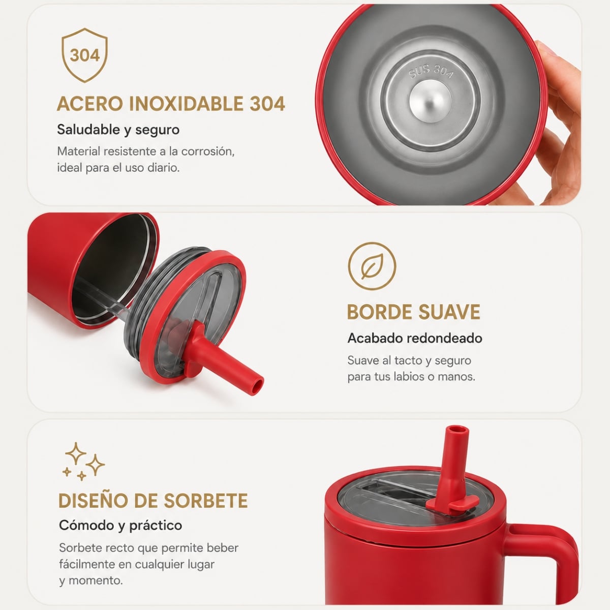 VASO TOMATODO TÉRMICO 1200 ML CON SORBETE PARIS ROJO - 6
