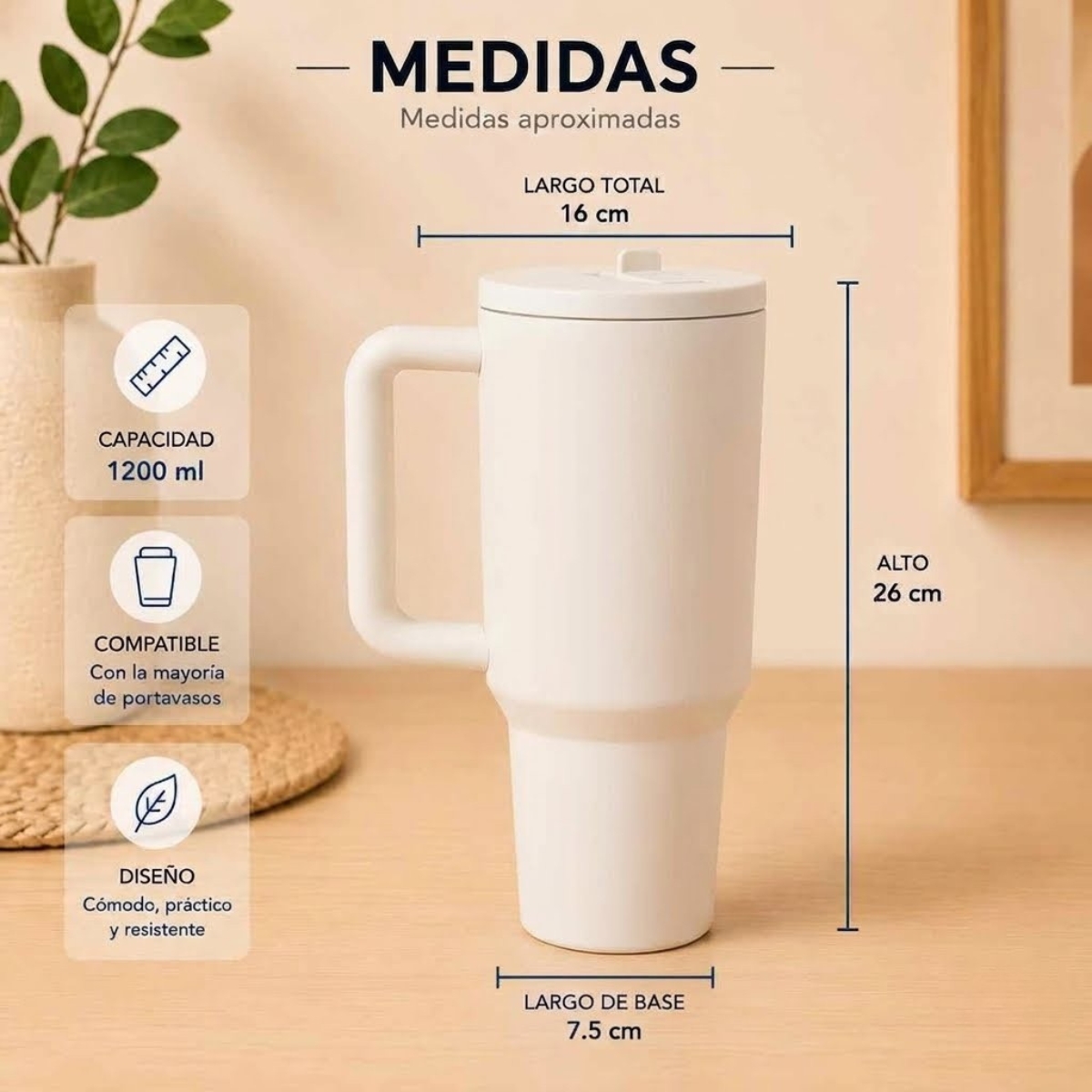 VASO TOMATODO TÉRMICO 1200 ML CON SORBETE PARIS BLANCO - 8