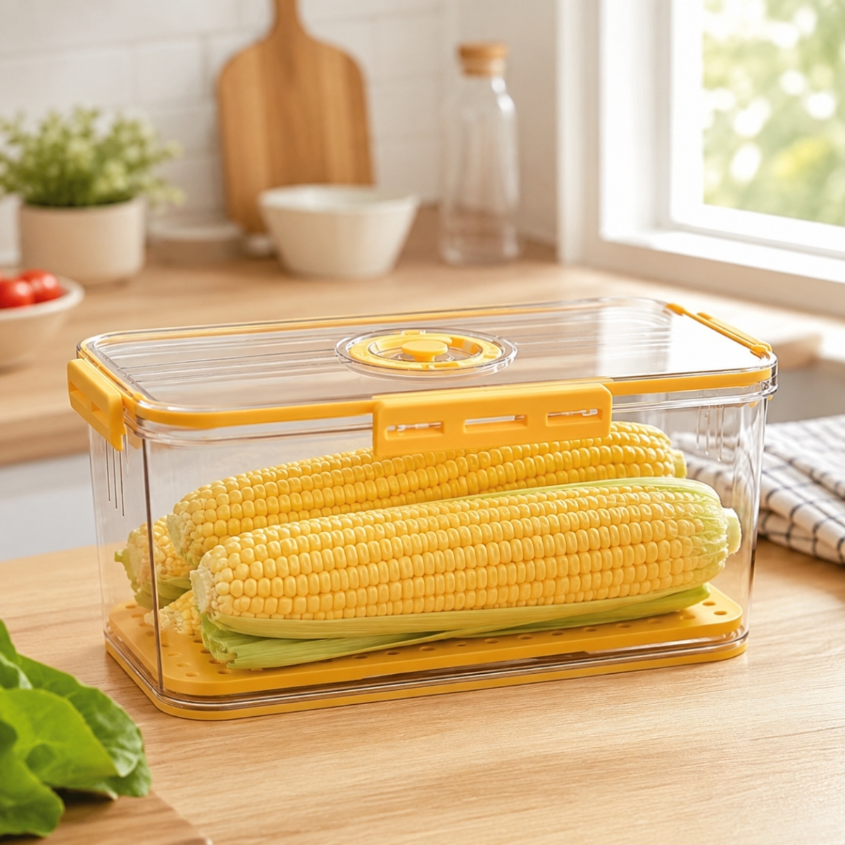 TÁPER HERMÉTICO PREMIUM AMARILLO TAMAÑO M - 7005 - 2
