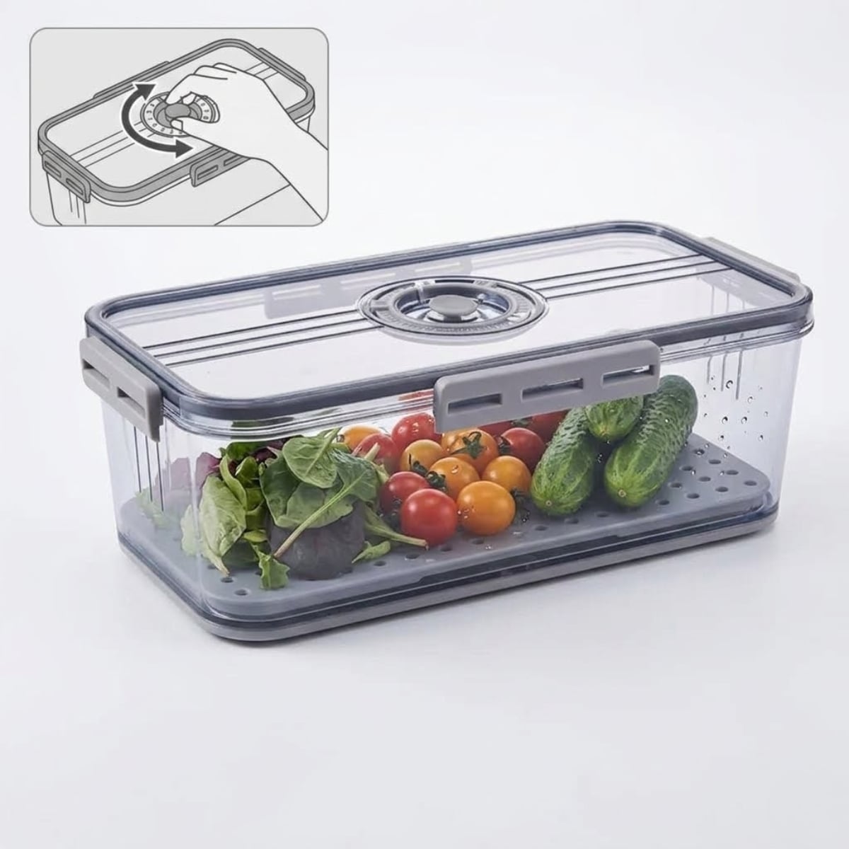 TÁPER HERMÉTICO PREMIUM GRIS TAMAÑO M - 7006 - 1