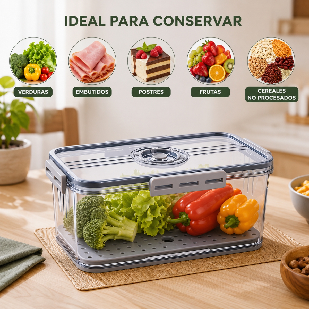 TÁPER HERMÉTICO PREMIUM GRIS TAMAÑO M - 7006 - 7